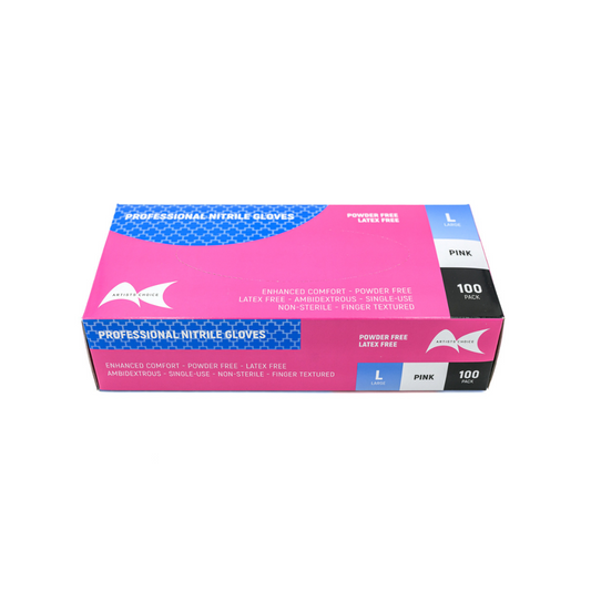 Nitrile Gloves - Powder Free Pink Large 100pc