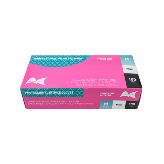 Nitrile Gloves - Powder Free Pink Medium 100pc