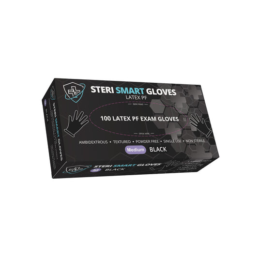Latex Gloves - Powder Free Black 1000pc (Carton) - Medium