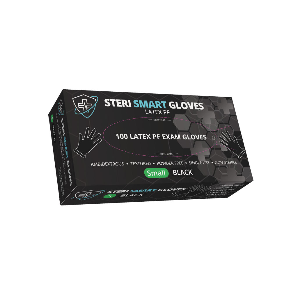 Latex Gloves - Powder Free Black 1000pc (Carton) Small