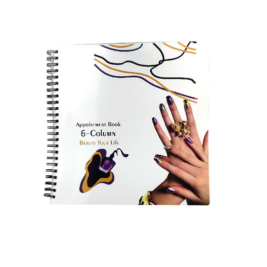 Appointment Book 6 Column Purple & Yellow Diamond Nail Supplies