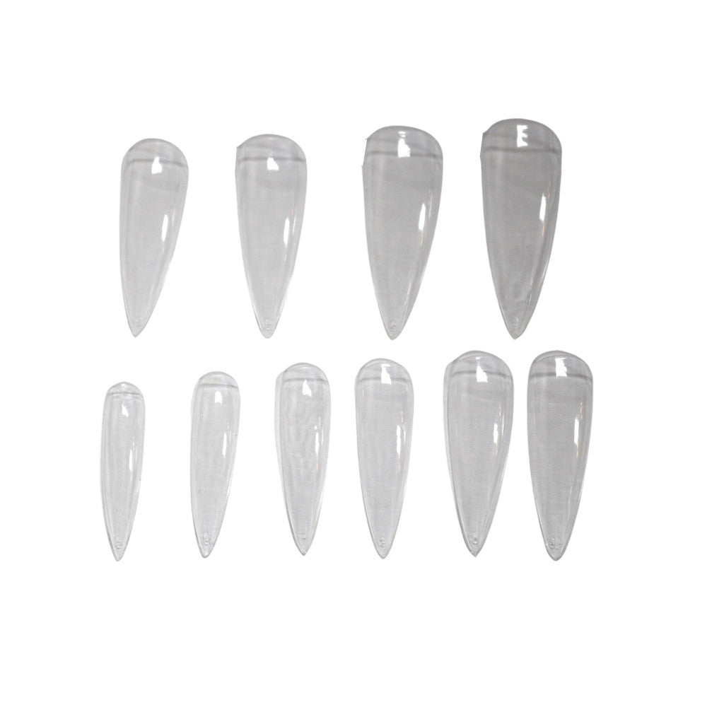 Gella Full Tips Stiletto Medium Clear 1-9 504pc Diamond Nail Supplies