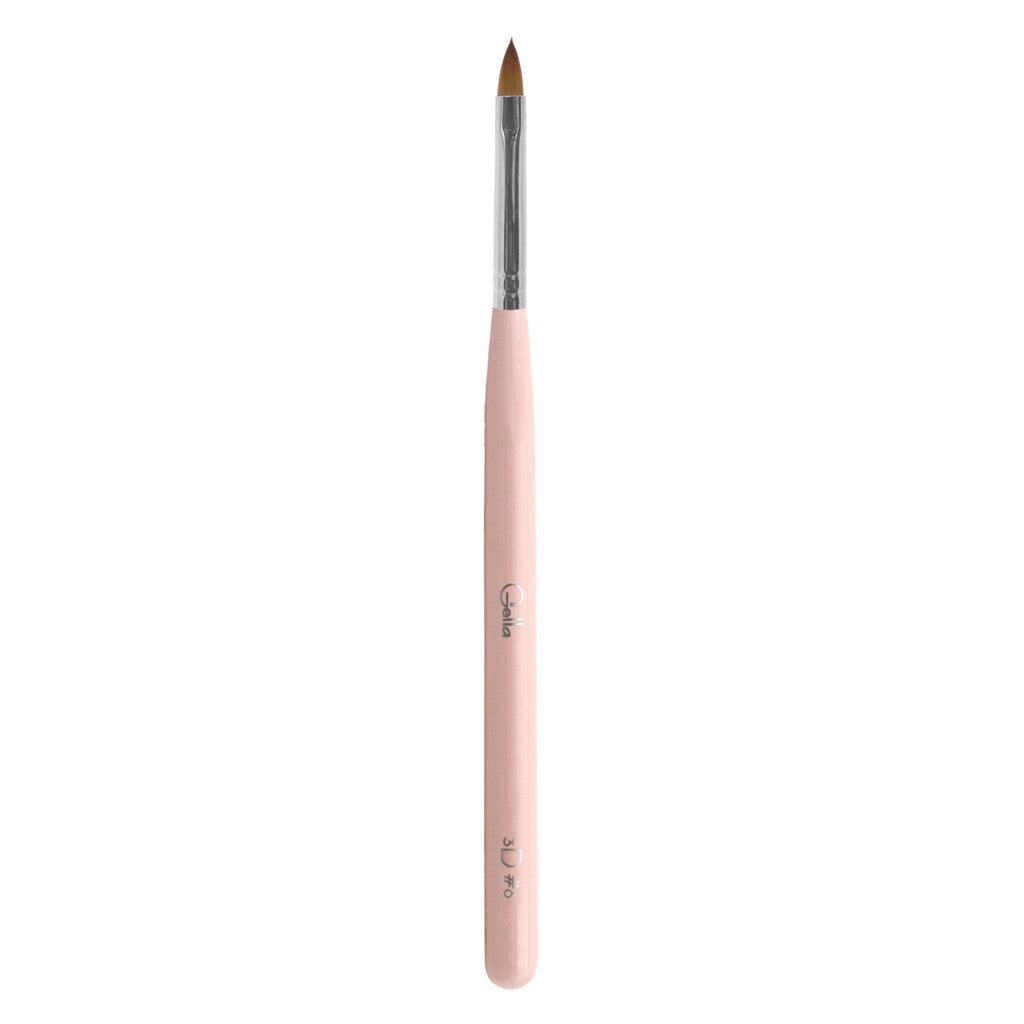 Pink Wooden Brush Nylon Bristles - Gel 3D #6 Diamond Nail Supplies