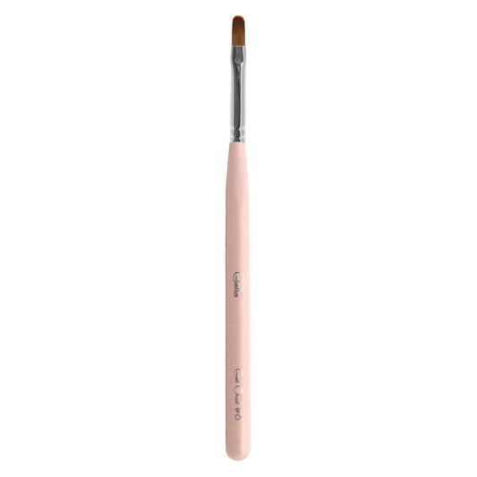 Pink Wooden Brush Nylon Bristles - Gel Oval #6 Diamond Nail Supplies