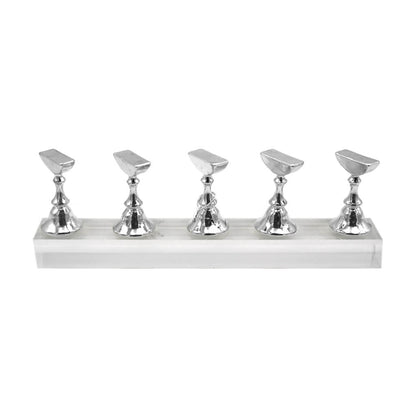 Nail Holder Alloy Crystal Display Stand - Silver Diamond Nail Supplies