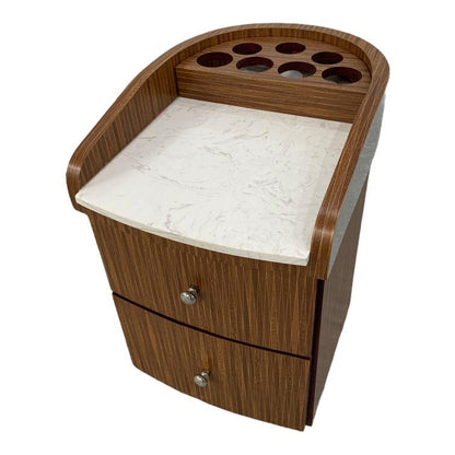 Pedicure Trolley Brown with White Marble Top Diamond Nail Supplies
