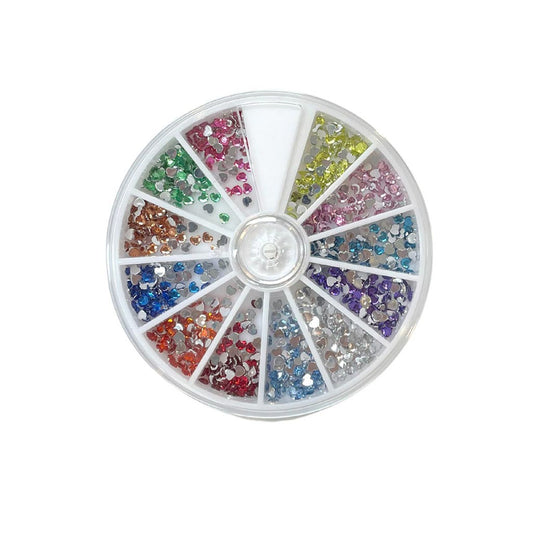 Large Spin Wheel Heart Assorted Colours Diamond Nail Supplies