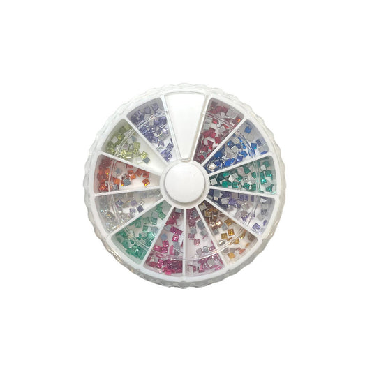 Small Spin Wheel Square Assorted Colours Diamond Nail Supplies