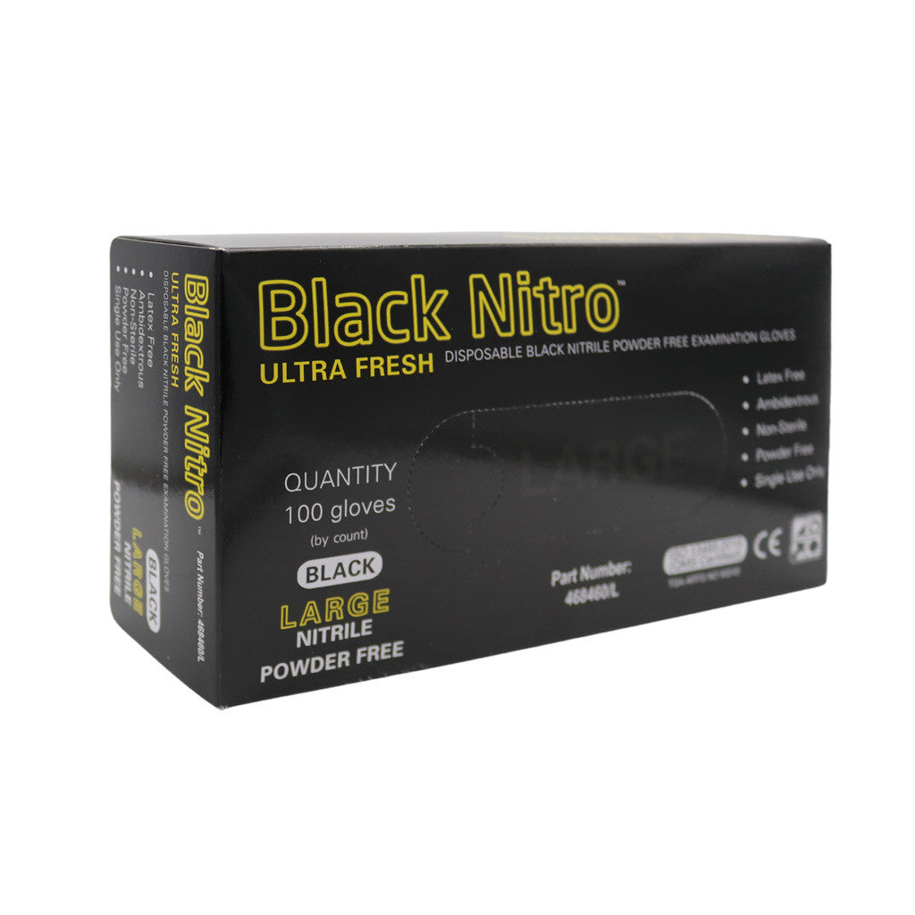 Black Nitro Nitrile Gloves Large Black PF Diamond Nail Supplies