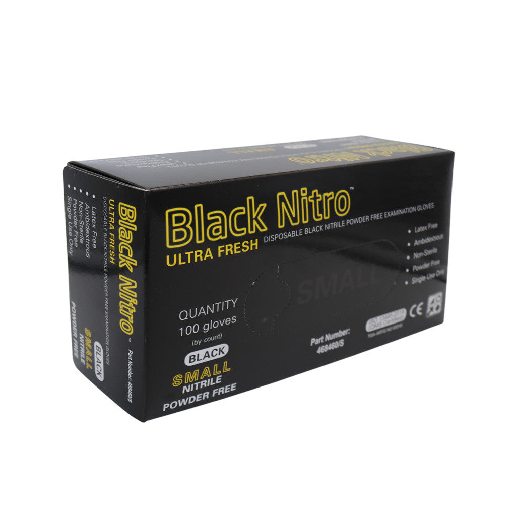 Black Nitro Nitrile Gloves Small Black PF Diamond Nail Supplies