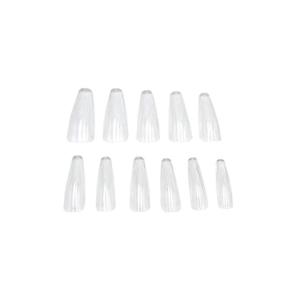 Gella - Soft Gel Full Cover Tips - Long Coffin Clear Diamond Nail Supplies