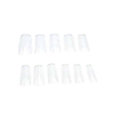 Gella Soft Gel Full Cover Tips - Medium Square Clear Diamond Nail Supplies