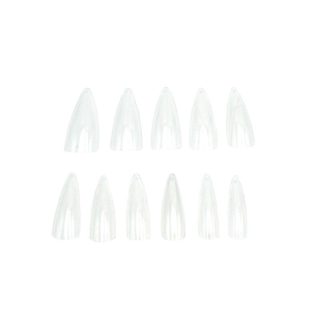 Gella Soft Gel Full Cover Tips - Medium Stiletto Clear Diamond Nail Supplies